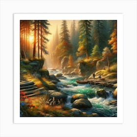 Sunset In The Woods Art Print