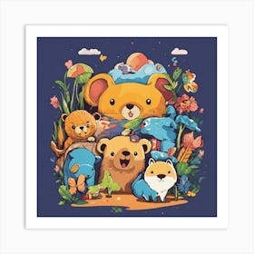 Playful Kids Animal Tshirt Design (2) Art Print