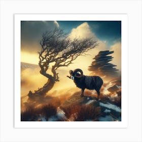 Ram In The Snow 9 Art Print