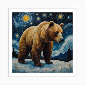 Bear At Starry Night Art Print