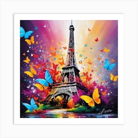 Butterfly Eiffel Tower Art Print