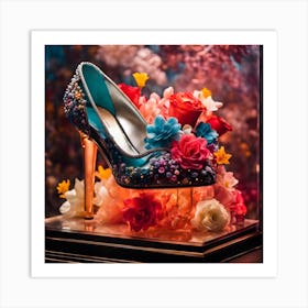 Cinematic Still A Close Up Of A Glass Shoe On A Display 2 Art Print