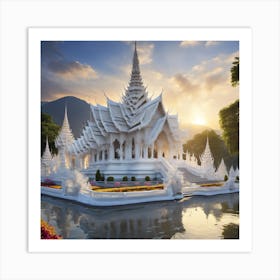 White Temple In Chiang Mai Art Print