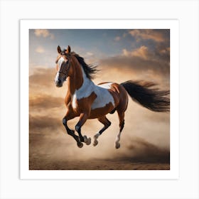 Horse Running In The Desert Art Print