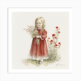 Little Girl With Flowers 6 Art Print