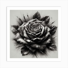 Black And White Rose Art Print