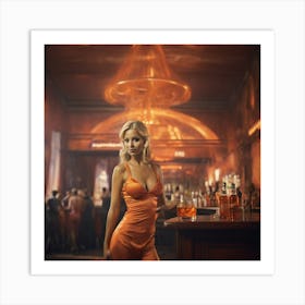 Woman In An Orange Dress 1 Art Print