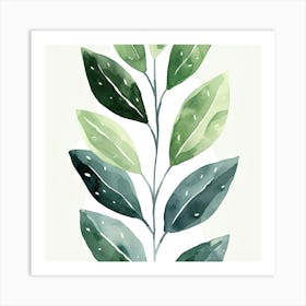 Green Leaf Watercolor Painting 1 Art Print