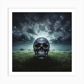 Skull In The Grass Art Print