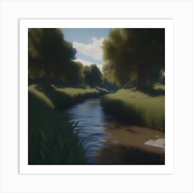 Stream In The Grass Art Print