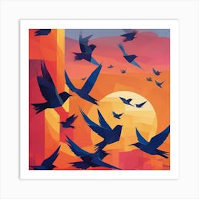 Birds At Sunset Art Print