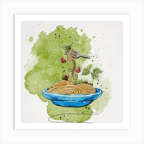 Watercolor Pasta Illustration Art Print