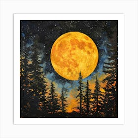 Full Moon In The Forest 3 Art Print