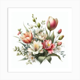 Tulips and Alstroemeria 1 Art Print