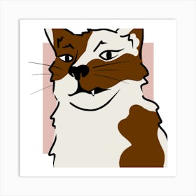 White and brown Cat Art Print