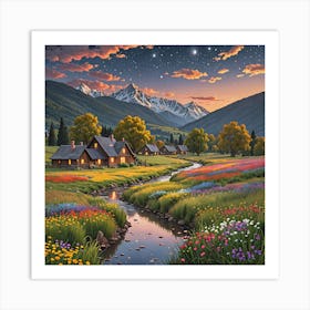 Sunset In The Mountains 8 Art Print