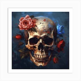 Skull With Roses 1 Art Print