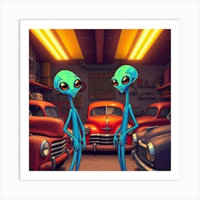 Aliens In Garage Art Print