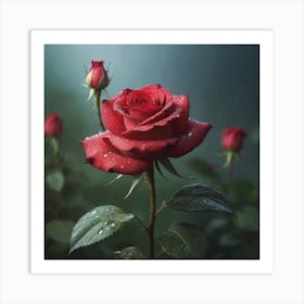 Roses In The Rain Art Print