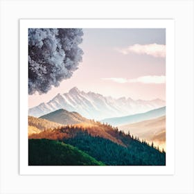 Tree In The Mountains Art Print