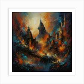 Castle Of Fire Art Print