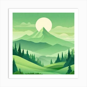 Misty mountains background in green tone 108 Art Print