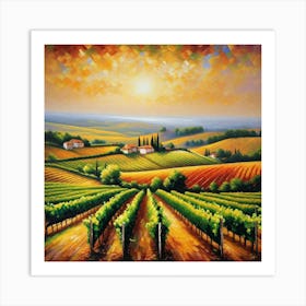 Sunset In The Vineyard 3 Art Print