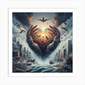 Distruction to hope and love Art Print