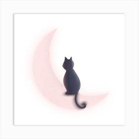 Cat On The Moon Art Print