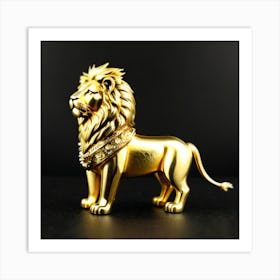 Vintage Golden Glass Lion Art Print