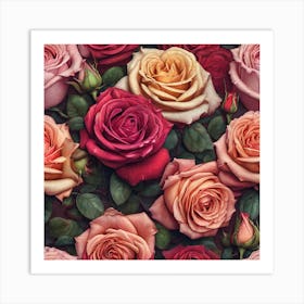 Roses Seamless Pattern 17 Art Print