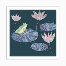 Frog On Lily Pads Art Print