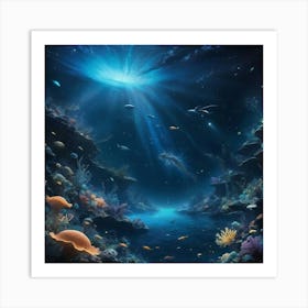 Underwater Seascape paintings art print Art Print