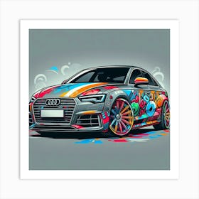 Audi A4 Vehicle Colorful Comic Graffiti Style - 2 Art Print