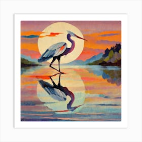 Heron At Sunset 2 Art Print