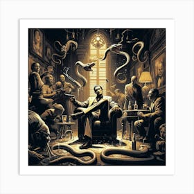 Man In A Room With Snakes Art Print