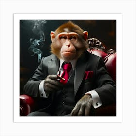 Smoking Monkey Art Print