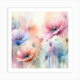 Watercolor Poppies Art Print