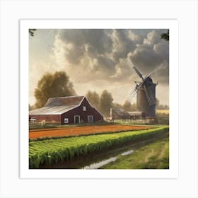 Windmill In The Countryside Art Print