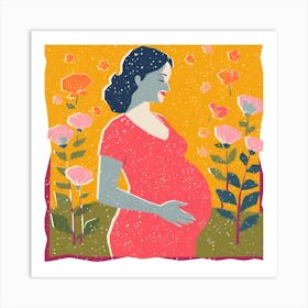 Pregnant Woman In The Garden Poster