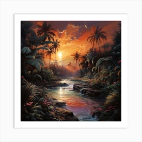 Sunset In The Jungle 5 Art Print