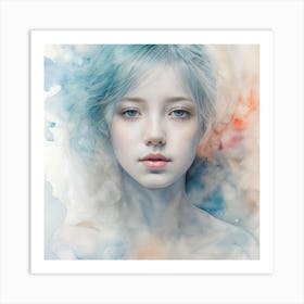 Girl With Blue Hair Art Print