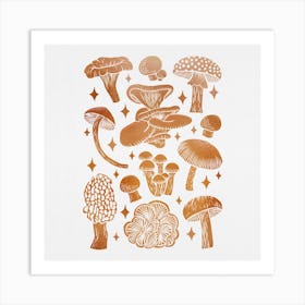 Texas Mushrooms   Copper Metallic Square Art Print
