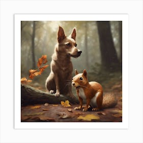 Squirrel And Dog Art Print