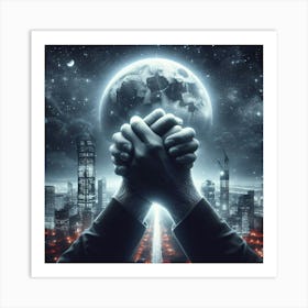 Cityscape With Hands Art Print