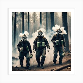 Gas Masks In The Forest 4 Art Print