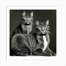 Portrait Of Two Cats Art Print