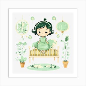 Little Girl In The Bed Art Print