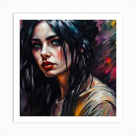 Girl With Black Hair Art Print