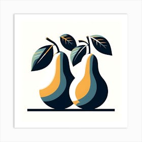 Two Pears With Leaves Art Print